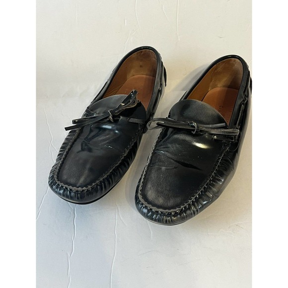 The PRADA Original Car Shoe Driving Moccasin •7• Mocs Grey Pewter Patent Leather - Picture 2 of 12